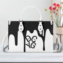 Load image into Gallery viewer, DRIP LO Black Logo &amp; White Multiple Sizes Upgraded Luxury Women PU Leather Handbag
