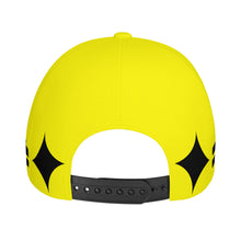 Load image into Gallery viewer, Royalty DON'T D4XV Black Logo ,Stripes , Designs &amp; Yellow Curved Brim Baseball Cap (AOP)
