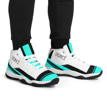 Load image into Gallery viewer, DONT D4X Black  Logo ,Teal,Black Stripes &amp; White High Top Air Retro Sneakers - White

