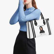 Load image into Gallery viewer, Ancestors Muslim, Female, Black Logo  ,Stripes &amp; White Multiple Sizes Upgraded Luxury Women PU Leather Handbag
