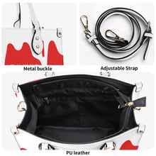 Load image into Gallery viewer, Ancestors Korean,White  Logo &amp; Red and White Drip Multiple Sizes Upgraded Luxury Women PU Leather Handbag
