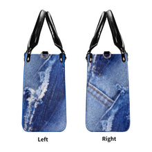 Load image into Gallery viewer, DRIP LO White Logo &amp; Denim Multiple Sizes Upgraded Luxury Women PU Leather Handbag
