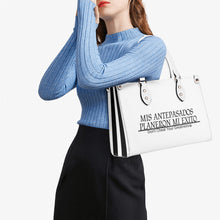 Load image into Gallery viewer, Ancestors Latino, Black Logo &amp; White &amp; Black Stripes Multiple Sizes Upgraded Luxury Women PU Leather Handbag
