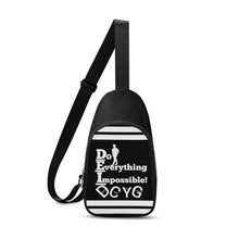 Load image into Gallery viewer, DEI ,DCYG White logo ,Stripes &amp; Black Chest Bag
