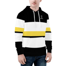 Load image into Gallery viewer, DCYG 25NC White Logo , White  ,Harvest  Stripes &amp; Black Men's All Over Print Hoodie
