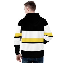 Load image into Gallery viewer, DCYG 25NC White Logo , White  ,Harvest  Stripes &amp; Black Men's All Over Print Hoodie
