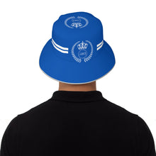 Load image into Gallery viewer, Royalty 24 White Logo ,Stripes &amp; Blue Reflective Bucket Hat
