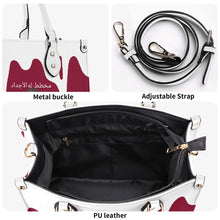 Load image into Gallery viewer, Ancestors Muslim, Female, White Logo, White  Drip &amp; Burgundy Multiple Sizes Upgraded Luxury Women PU Leather Handbag
