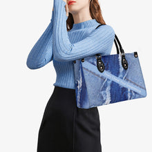 Load image into Gallery viewer, 45 Dgr White Logo &amp; Denim Multiple Sizes Upgraded Luxury Women PU Leather Handbag
