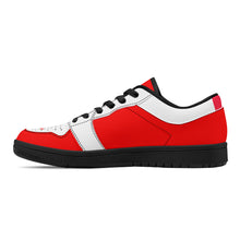 Load image into Gallery viewer, DCYG G4's Red &amp; White, Black Sole Low-Top Leather Sneakers
