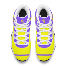 Load image into Gallery viewer, SWAN Yellow Dragon Logo, Purple, Yellow High Top Air Retro Sneakers - White

