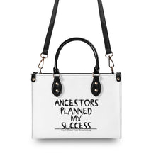 Load image into Gallery viewer, Ancestors Black,  Black Logo &amp; White &amp; Black Stripes,Multiple Sizes Upgraded Luxury Women PU Leather Handbag
