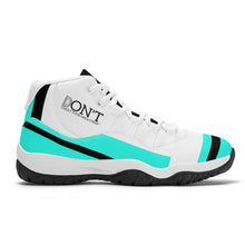 Load image into Gallery viewer, DONT D4X Black  Logo ,Teal,Black Stripes &amp; White High Top Air Retro Sneakers - White
