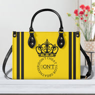 Royalty DON'T D4XV Black  Logo ,Stripes & Gold Multiple Sizes Upgraded Luxury Women PU Leather Handbag