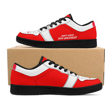 Load image into Gallery viewer, DCYG G4's Red &amp; White, Black Sole Low-Top Leather Sneakers
