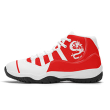 Load image into Gallery viewer, SWAN Red, White Dragon Logo &amp; Red , White High Top Air Retro Sneakers - White
