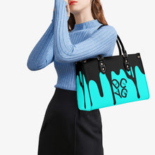 Load image into Gallery viewer, DRIP LO  Black Logo &amp; Turquoise  Multiple Sizes Upgraded Luxury Women PU Leather Handbag
