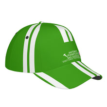 Load image into Gallery viewer, Ancestors Italian, White Logo, Flag, White Stripes &amp; Green  Curved Brim Baseball Cap (AOP)
