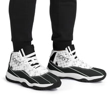 Load image into Gallery viewer, DX4 Black Logo. White ,Black Netting ,Design  &amp; White High Top Air Retro Sneakers - White
