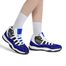 Load image into Gallery viewer, DX4 White Logo ,  Black, Blue Netting &amp; White High Top Air Retro Sneakers - White
