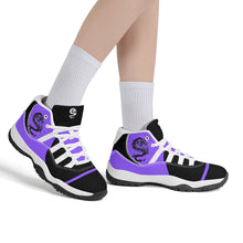 Load image into Gallery viewer, SWAN Black, White Logo, Purple ,Black  High Top Air Retro Sneakers - White
