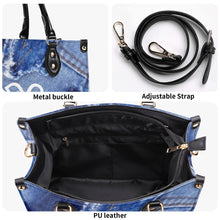 Load image into Gallery viewer, DRIP LO White Logo &amp; Denim Multiple Sizes Upgraded Luxury Women PU Leather Handbag
