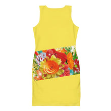 Load image into Gallery viewer, Orange and Yellow Floral Design Bodycon dress
