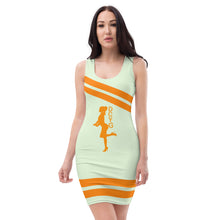 Load image into Gallery viewer, DCYG Orange &amp;  Light Green FM 1  Bodycon dress
