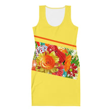 Load image into Gallery viewer, Orange and Yellow Floral Design Bodycon dress
