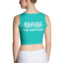Load image into Gallery viewer, DCYG FX Baddies awhile Logo &amp; Turquoise Crop Top
