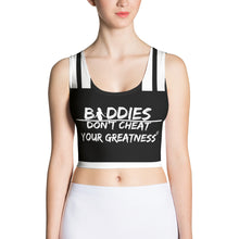Load image into Gallery viewer, DCYG SX Baddies White Logo &amp; Black Crop Top
