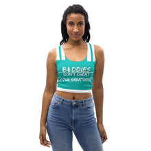 Load image into Gallery viewer, DCYG FX Baddies awhile Logo &amp; Turquoise Crop Top
