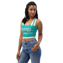 Load image into Gallery viewer, DCYG FX Baddies awhile Logo &amp; Turquoise Crop Top
