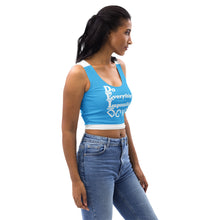 Load image into Gallery viewer, DCYG DEI 24 White &amp; Turquoise Crop Top
