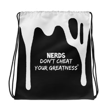 Load image into Gallery viewer, DCYG DRIP Nerds White Logo &amp; Black Drawstring bag

