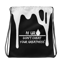 Load image into Gallery viewer, DCYG N UR DRIP  White Logo &amp; Black Drawstring bag
