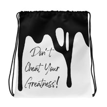 Load image into Gallery viewer, DCYG DRIP Black logo &amp; White Drawstring bag
