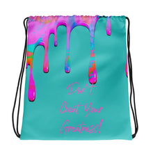 Load image into Gallery viewer, DYCG DRIP Pink Logo &amp; Turquoise, Pink Drawstring bag
