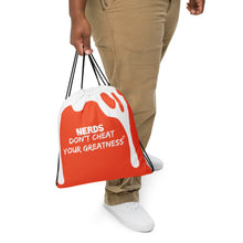 Load image into Gallery viewer, DCYG DRIP White Logo &amp; Orange Drawstring bag
