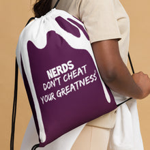 Load image into Gallery viewer, DYCG DRIP White Logo &amp; Purple Drawstring bag
