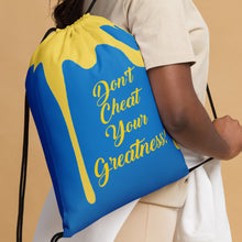 Load image into Gallery viewer, DCYG DRIP Gold Logo &amp; Navy Blue  Drawstring bag
