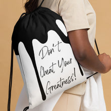 Load image into Gallery viewer, DCYG DRIP Black logo &amp; White Drawstring bag
