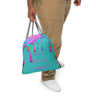 DYCG DRIP Pink Logo & Turquoise, Pink Drawstring bag
