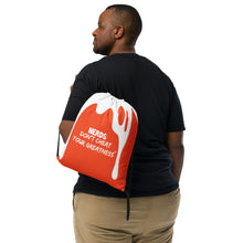 Load image into Gallery viewer, DCYG DRIP White Logo &amp; Orange Drawstring bag

