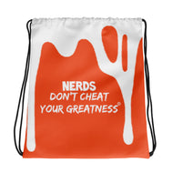 DCYG DRIP NERDS White Logo & Orange Drawstring bag