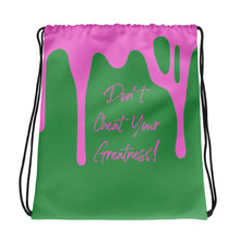 Load image into Gallery viewer, DCYG DRIP Pink Logo &amp; Green Drawstring bag
