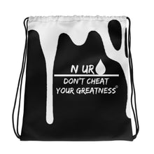 Load image into Gallery viewer, DCYG Ur N Drip White Logo &amp; Black Drawstring bag
