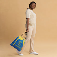 Load image into Gallery viewer, DCYG DRIP Gold Logo &amp; Navy Blue  Drawstring bag
