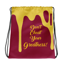 Load image into Gallery viewer, DCYG DRIP Gold Logo &amp; Burgundy  Drawstring bag
