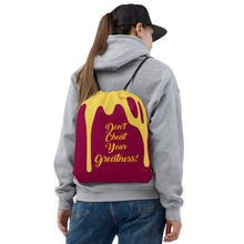 Load image into Gallery viewer, DCYG DRIP Gold Logo &amp; Burgundy  Drawstring bag
